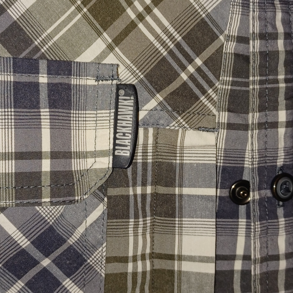 Black Hawk Warrior Wear Men's Plaid Vented Shirt  Size L Snap Buttons - Picture 6 of 11